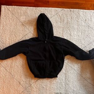 SKIMS Black Zip-Up Hooded Sweatshirt